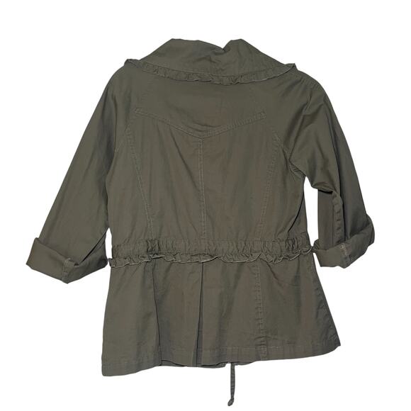 Sandro Womens Ruffled Drawstring Waist Lightweight Full Zip Anorak Jacket Sz M - Picture 3 of 6